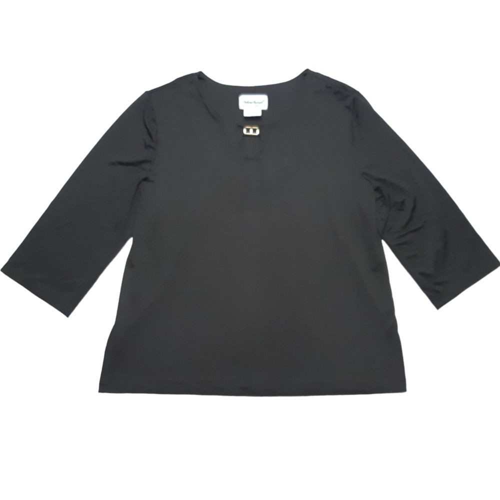 Anthony Richards‎ Blouse Womens Large Black Keyhole Gold Hardware Minimalist Top